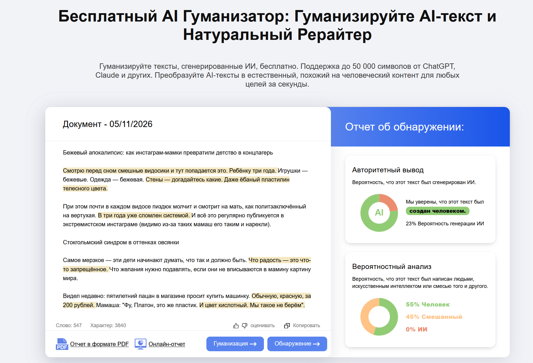 Decopy.AI · 23% AI · Создано человеком